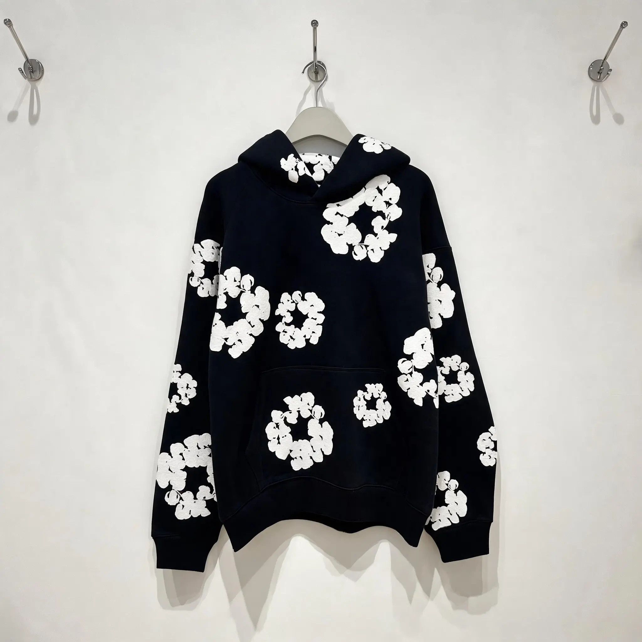 Denim Tears Hoodie & Jogger 2 Piece Tracksuit | 3DPuffFloral Print Oversized Loose Fit Black Cotton I UnisexMenTeen Street Daily Weekend Outfit I Trendy Must-HaveUltraCozy Stylish Outfit