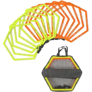 Hex Agility Rings for Speed Training & Agility Footwork Training Speed Hurdles Ladder with Carrying Bag (12 Rings)