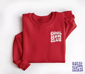 Gildan Sweatshirt, Cool Mom Club Embroidered Sweatshirt, Cozy Casual Wear, Soft Sweatshirt for Moms, Trendy Graphic Crewneck, Perfect Gift for Mom E004