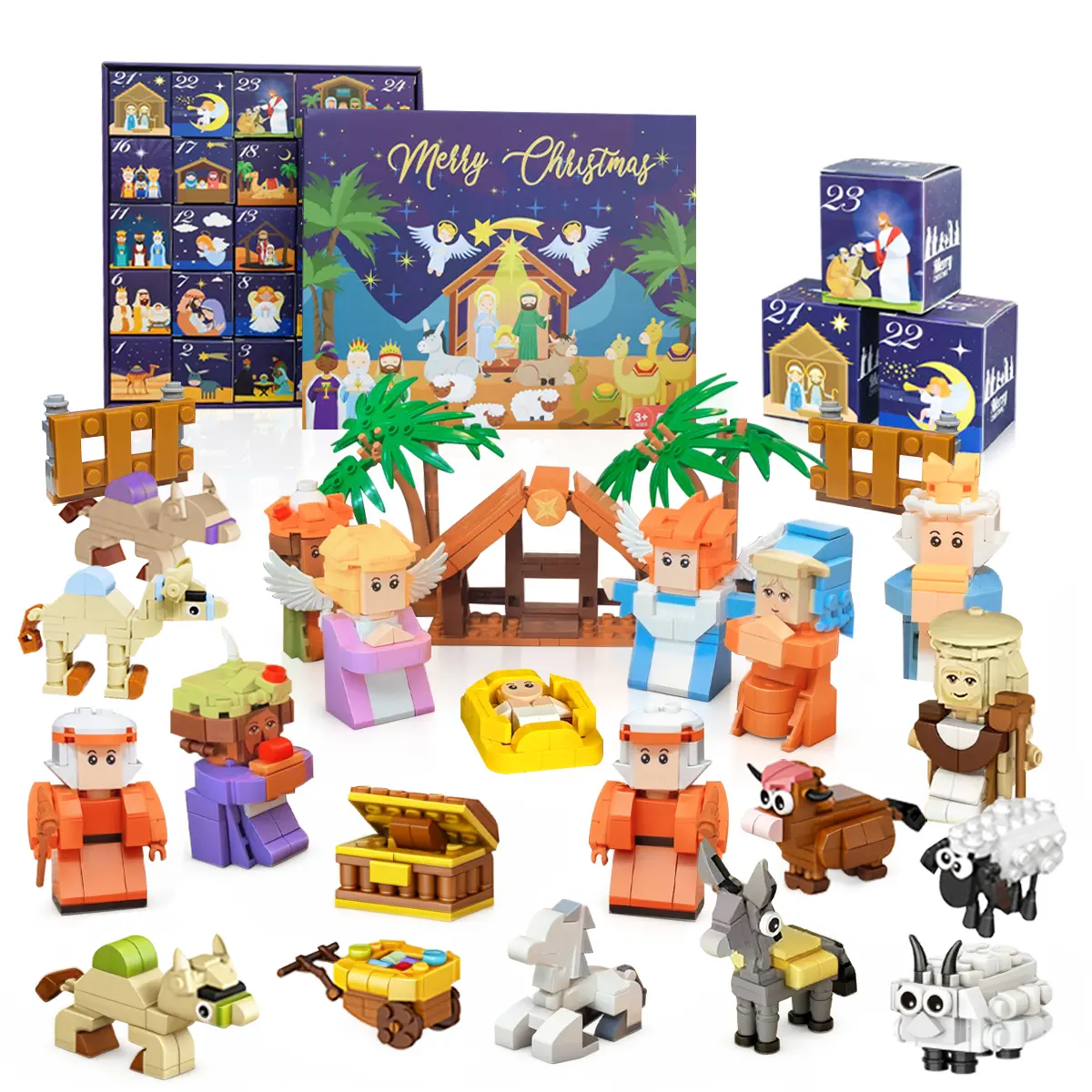 2025 Christmas Advent Calendar, 24 Days Countdown Calendar Diecast Role Set, Christmas Scene Toys for Boys Kids, Classroom Prizes Christmas Party Favor Gifts, 3D puzzle Toys Set for Kids Men Women