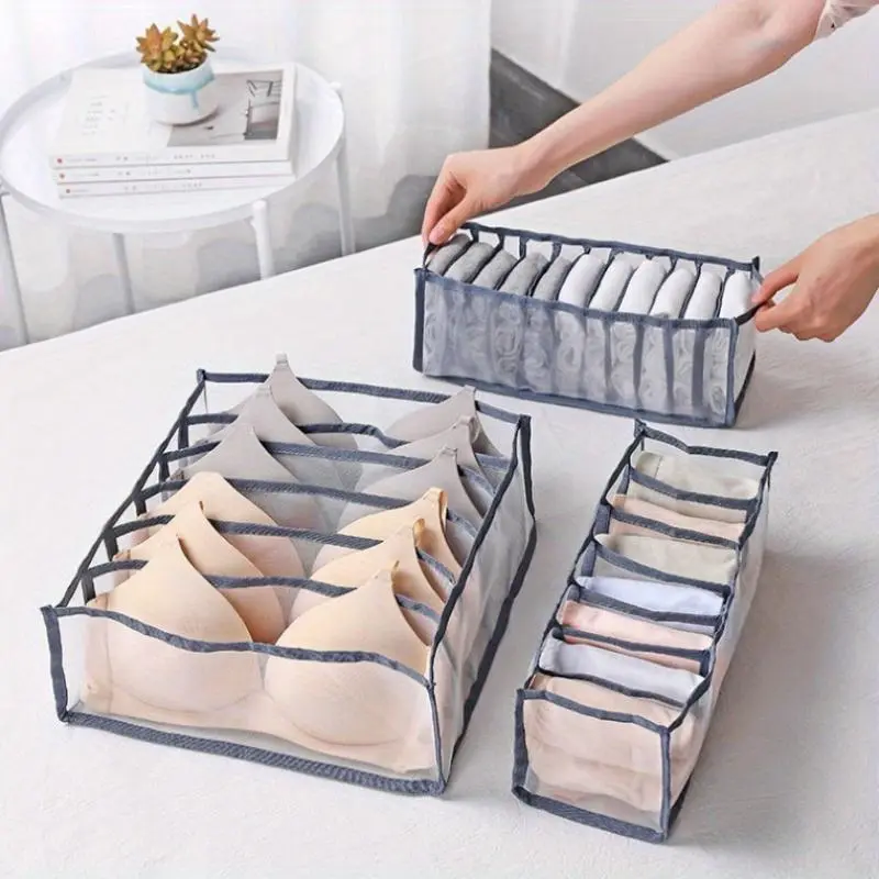Foldable Underwear Pants Storage Box Nylon Drawer Panties Dormitory Storage Bra Finishing Breathable Mesh Bag Clothes Storage Organizer