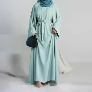 2PCS Women's Muslim Dresses Abaya Islamic Dubai Prayer Dress Robe Long Cardigan Maxi Dress
