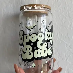 Spooky Babe GLOW IN THE DARK glass cup