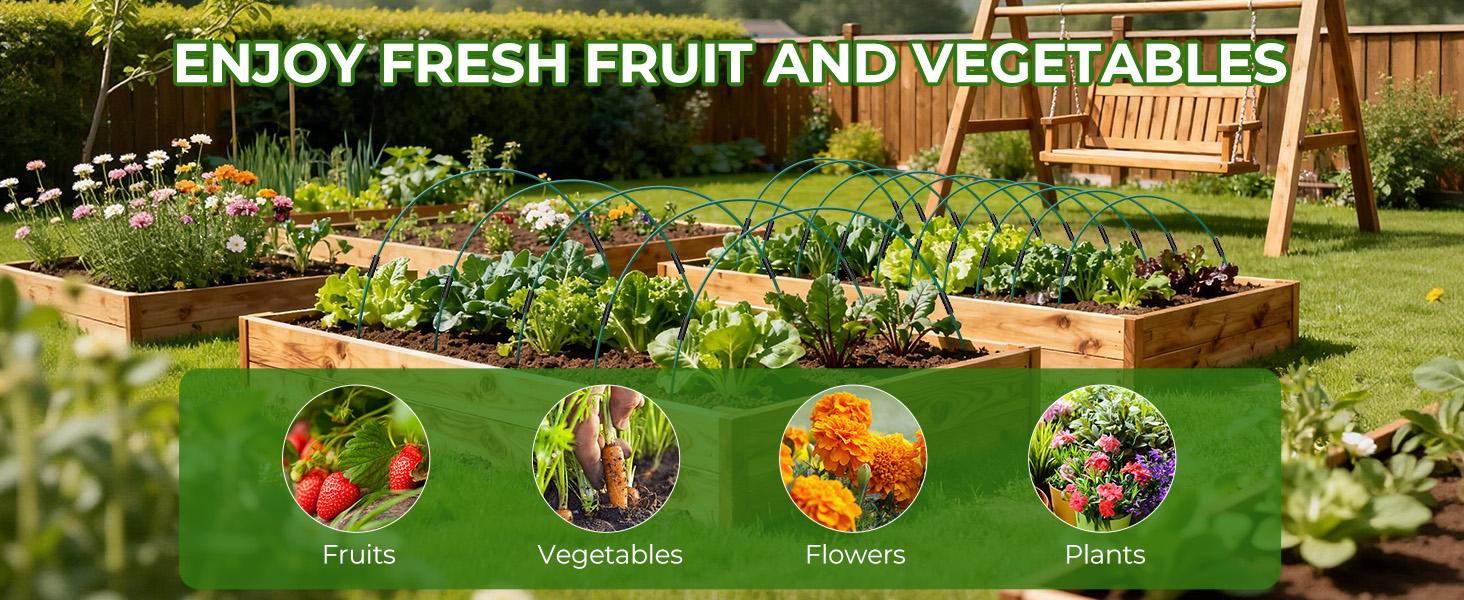 30/50pcs Of Garden Hoops, 69 Inches Wide Tunnel Greenhouse Frame, Rust-Resistant Fiberglass Support Hoops, Double-Layered with 18/30 Clips And 24/40 Connectors, Flexible Grow Tunnel for Plant Covering, Plant Support Garden Stakes, Gardening Tools