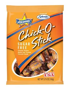 Atkinson Sugar Free Chick-O-Stick, 12 Pieces, 3.75 Ounce Bags, No Trans Fat, Peanut Butter and Coconut Candy