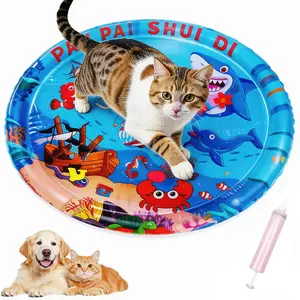 Thick Cat Water Mat, Large Pet Water Bed Washable Inflatable Pad, Summer Cooling Sensory Game Mat, Includes Air Pump, Suitable for Cats and Dogs
