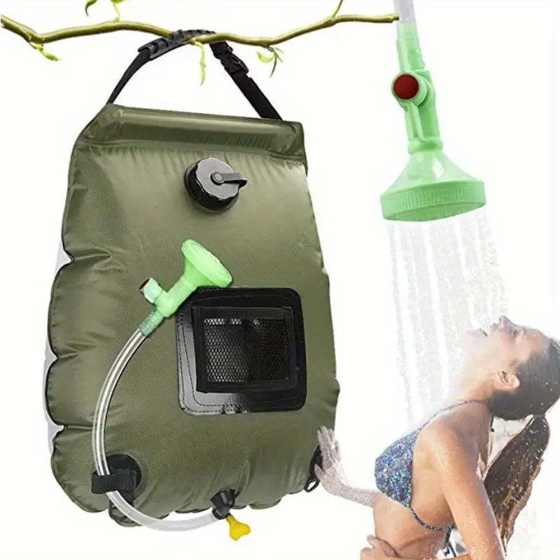 Portable Solar Camping Shower Bag with Detachable Hose and Adjustable Shower Head, Ideal for Travel Hiking Beach Picnic Swimming, Camping Gear, Camping Equipment, Outdoor