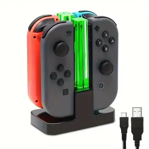 Fastsnail Controller Charger for Nintendo Switch & Oled, Multi-Function Charging Station with Indicator Light & Type-C Cable, Game Console Accessories, Switch Console Accessories