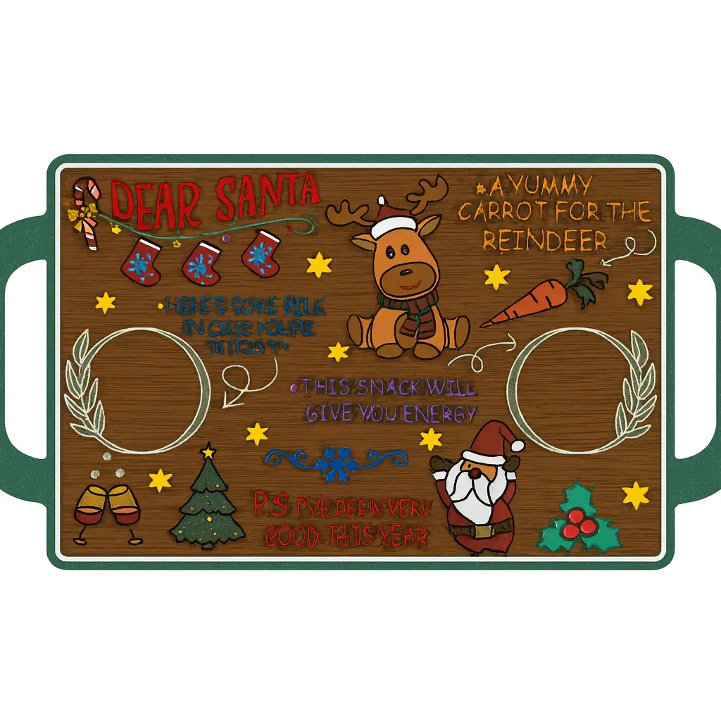 Milk and Cookies Tray for Santa Made of Resin Durable Long Lasting Festive Design for Christmas Eve