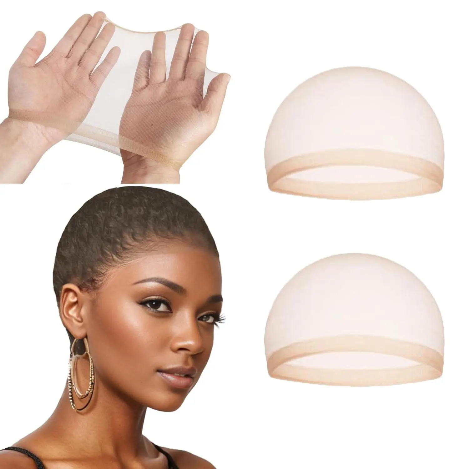 [Not For Sale] HC Real Hair Wig Cap Ultra-thin Wig Caps Invisible Nude Skinlike and Stretchy Breathable Wig Cap for lace front wig  Natural Transparent HD Ultra-thin Wig Caps 2PCS