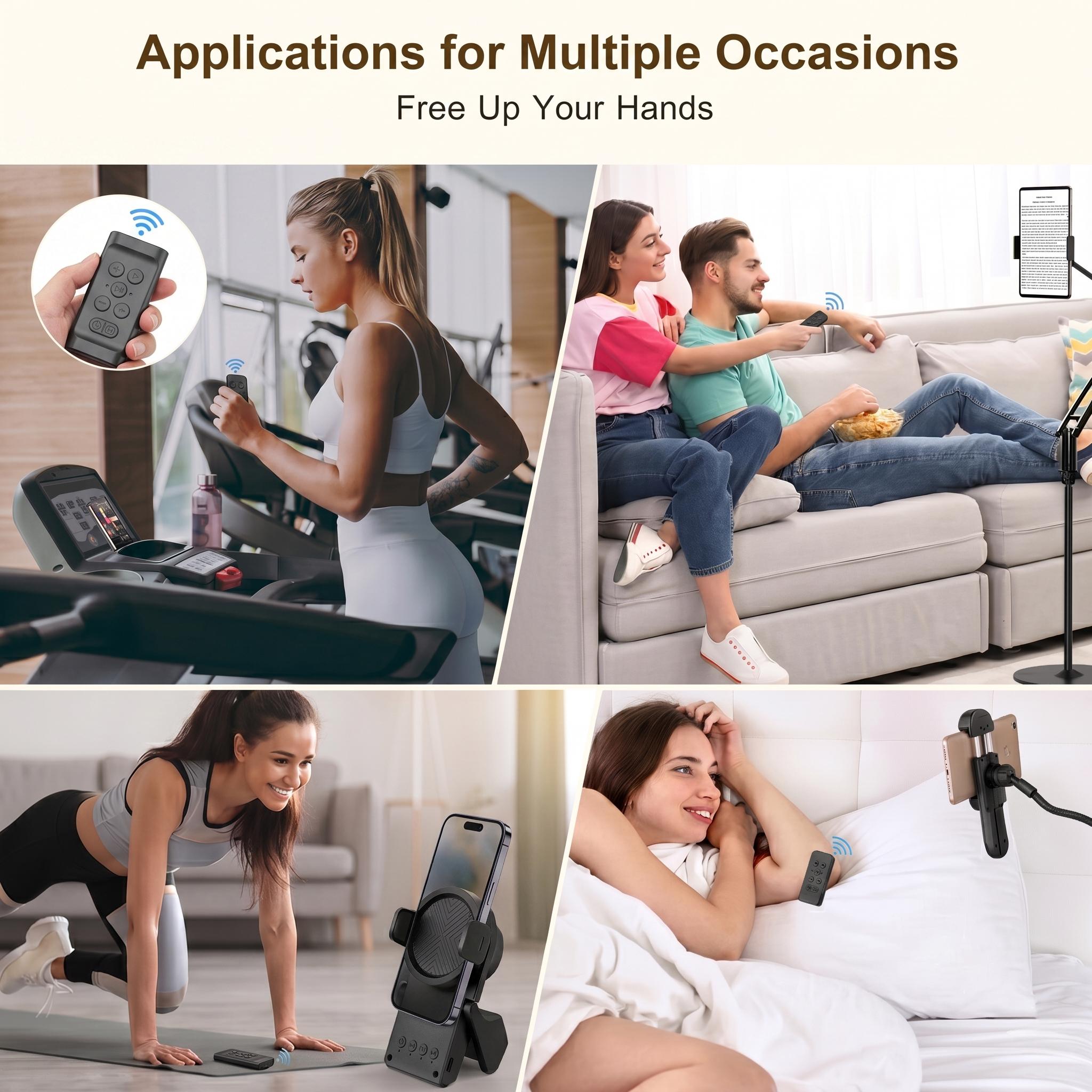 TikTok Scroll Remote with Bluetooth Speaker, 4-in-1 Wireless Page Turner, Adjustable Phone Stand, Camera Shutter for Selfie, Video Recording, Kindle Reading, iOS & Android Compatible