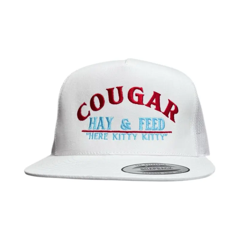 Unisex Embroidered Fashion Snapback Baseball Cap - Cougar Animal-Themed, Meshback, Adjustable Snap Closure, Hay & Feed Themed, Decorated Head Covering Hat, Casual Outdoor Fashion Accessory