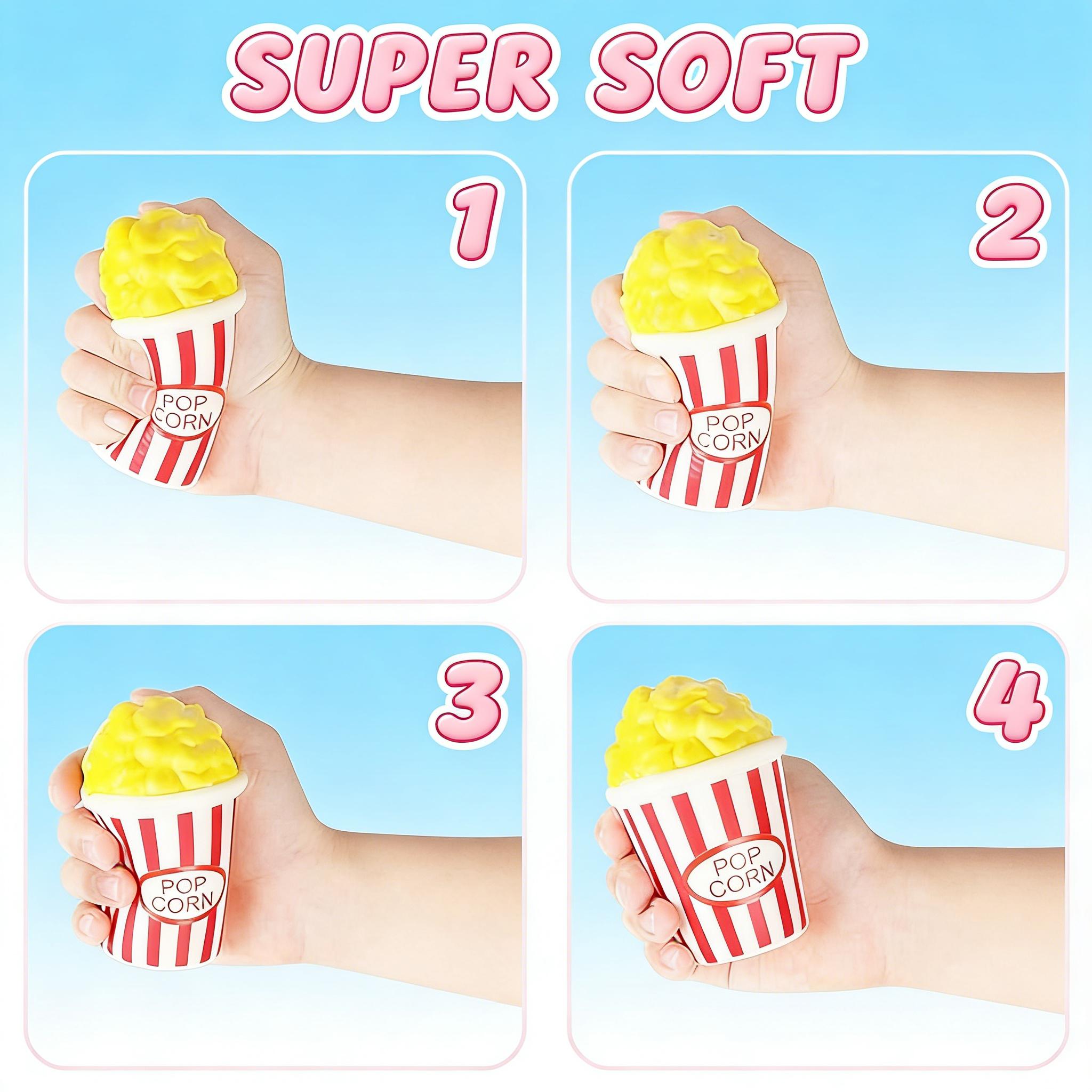 Soft Squishies Set, 9 Pieces – Food-Shaped Squeeze Toys (Hamburger, Popcorn, Cake, Ice Cream, Donut) – Stress Relief Toy for Children