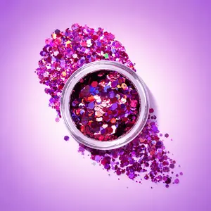 Unicorn Snot Macro Glitter Zinnia – Chunky Loose Cosmetic-Grade Face & Body Glitter, Pink Coral Mix, Vegan