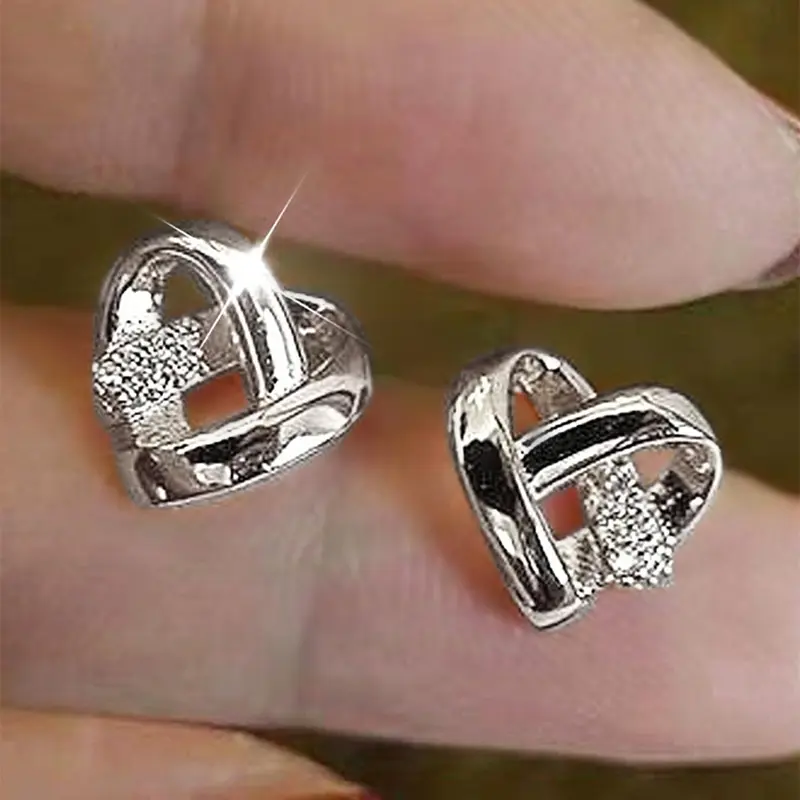 Fashion Heart Design Stud Earrings, Casual Jewelry for Women, Simple Jewelry for Party, Daily Decor, Trendy All-match & Exquisite Jewelry for Birthday Gift, Fashionable Earrings, Heart Shaped Earrings