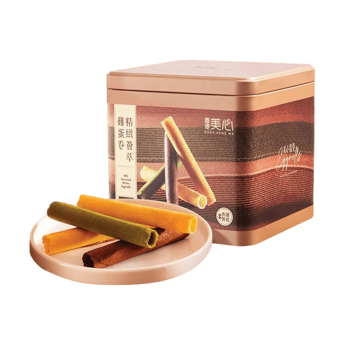 Mei Xin Hong Kong Assorted Egg Rolls Gift Box - 36 pcs Green Tea, Coconut, Chocolate, Original Flavors - 208.8g - Perfect Chinese New Year Snack & Holiday Treat