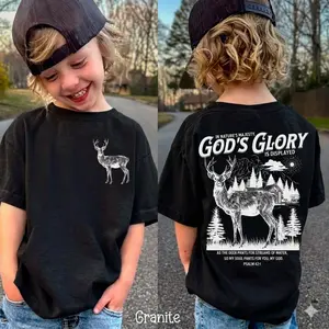 Kids Christian Deer Shirt Comfort Colors Christian Tshirt for Boys Bible Verse T-shirt Jesus Tee Youth Baptism Gift for Deer Hunter T Shirt