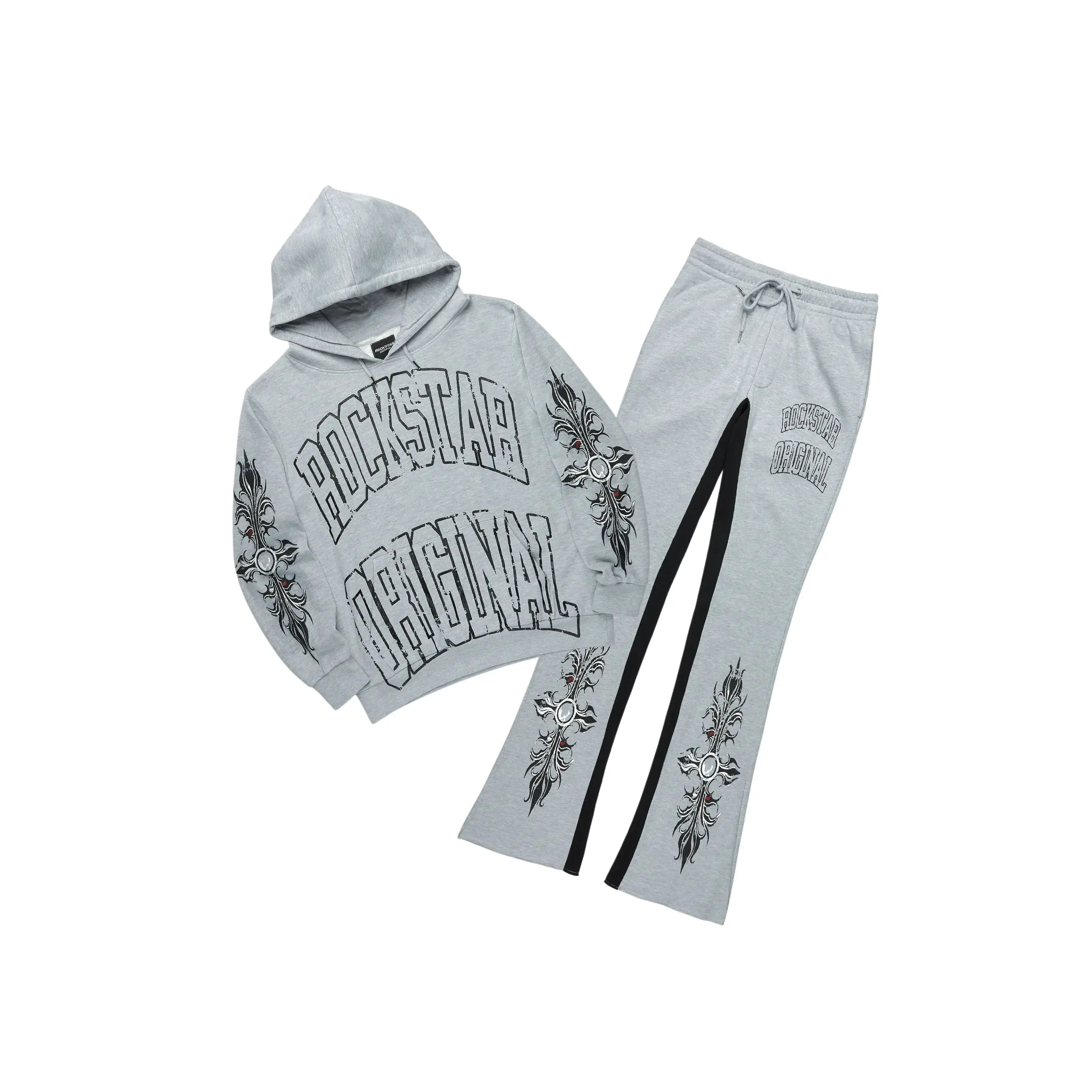 Akio Heather Grey Hoodie/Baggy Track Pant Set