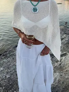 Summer New Women's Cover Ups, Loose Fit, Casual, Sheer, Sexy, Asymmetrical Hem, Beach Vacation, Music Festival, Bohemian Style
