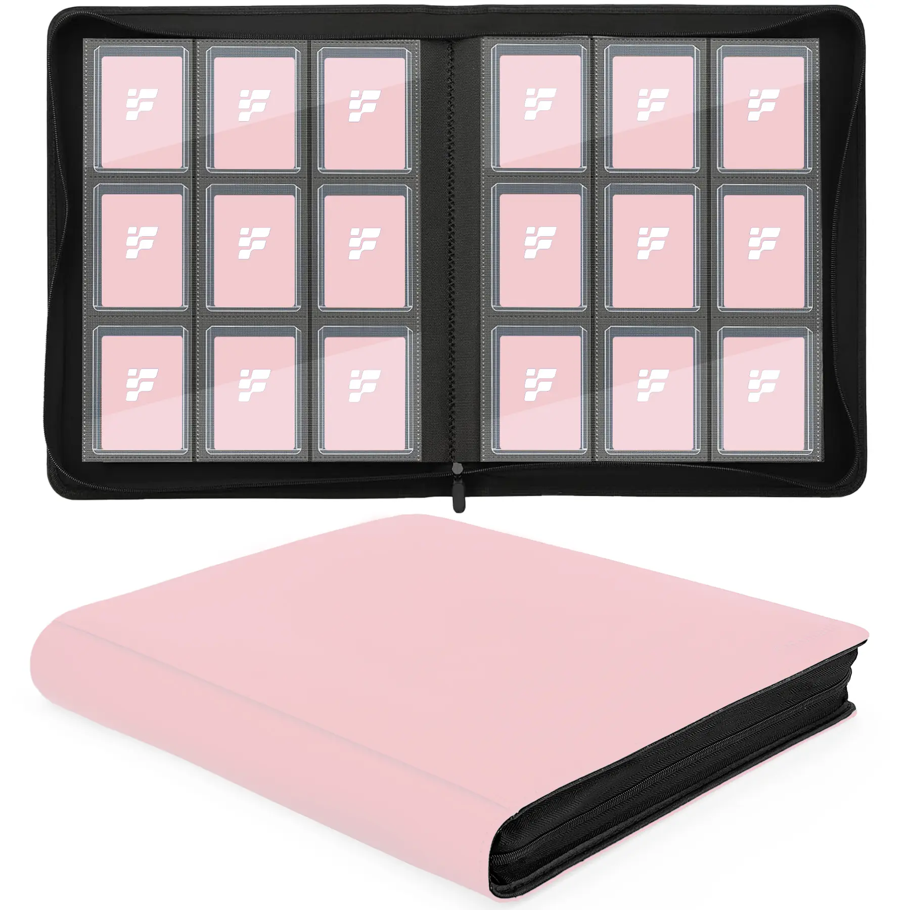 Fonwill 9 Pocket Toploader Binder PU Leather Fits 3x4 Display Window Double Sided Album For PTCG MTG Photos Gift