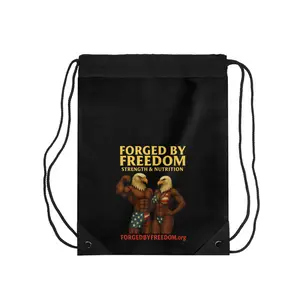 Patriotic Drawstring Bag, Gym Bag, Travel Tote, Strength & Nutrition, Forged by Freedom, Fitness Gift, Sports Backpack