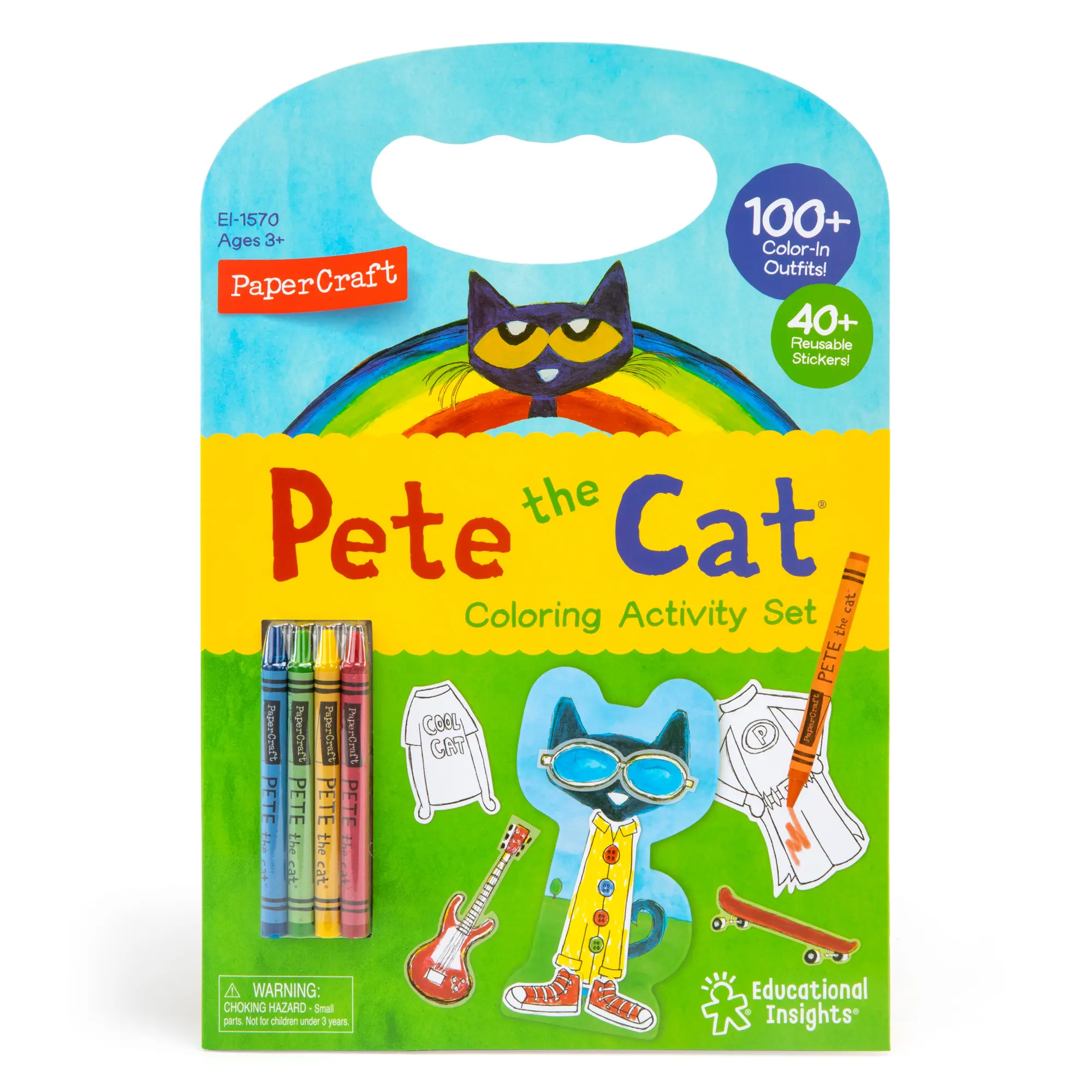 Educational Insights Pete the Cat Papercraft Paper Doll Coloring Set, 100 Outfits, Boys & Girls Ages 3+