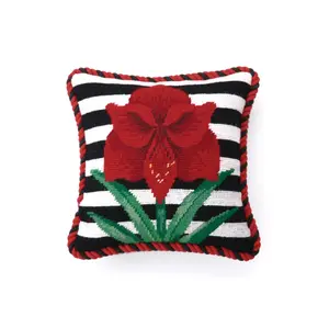 Peking Handicraft  10 x 10 in. Amaryllis Stripes Needlepoint Pillow