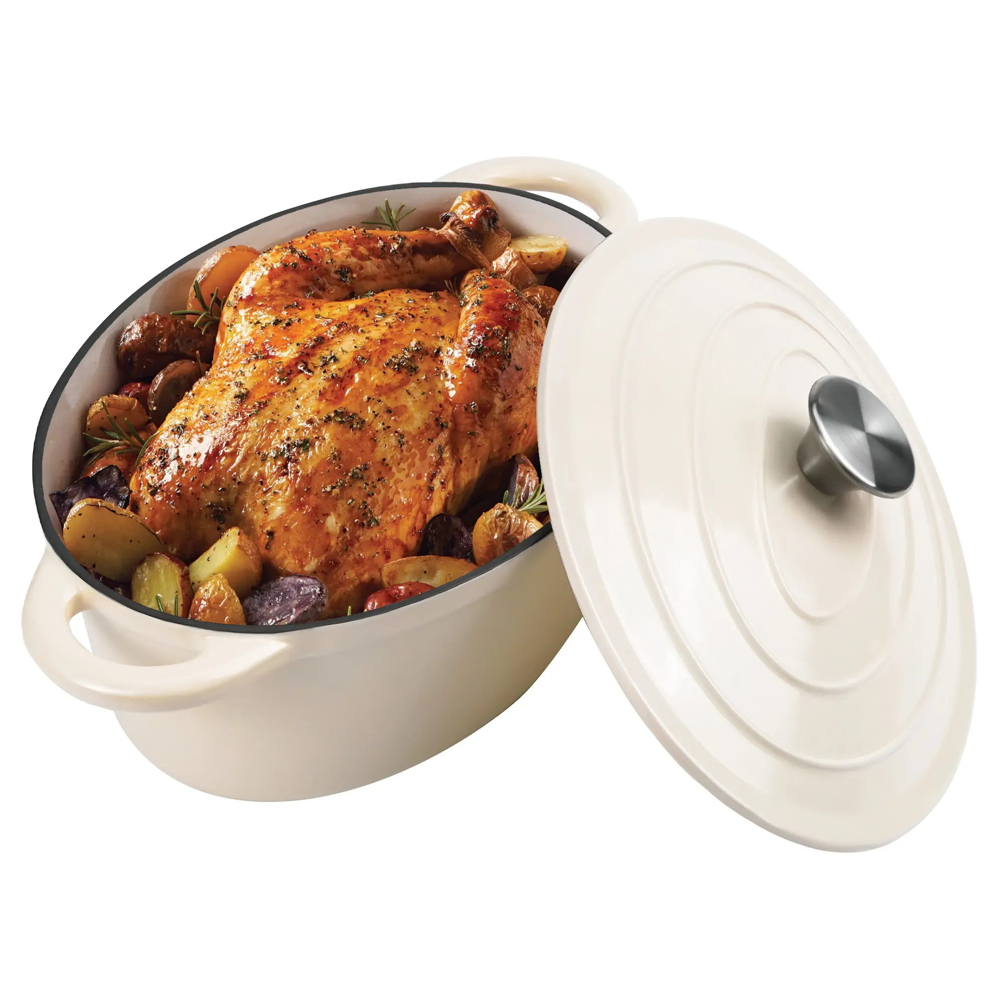 4.5QT Enameled Cast Iron Dutch Oven Stockpot with Lid - Kitchen Pots Cookware for Stews, Baking, Compatible with All Stovetops
