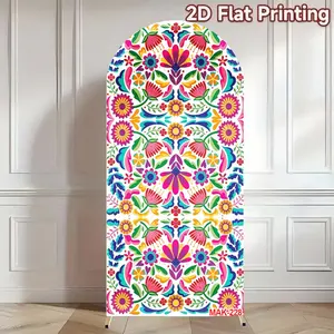 Colorful Mexican Traditional Floral Arch Background Cover for Birthday Party Holiday Celebration Decor  Backdrop