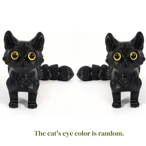 2 Piece 3D Printed Cat Toys, Adult Hinged Cat Toy, Stress Relief Decorative Animal Toy, Cute Cat Desktop Pet Accessory, Decoration