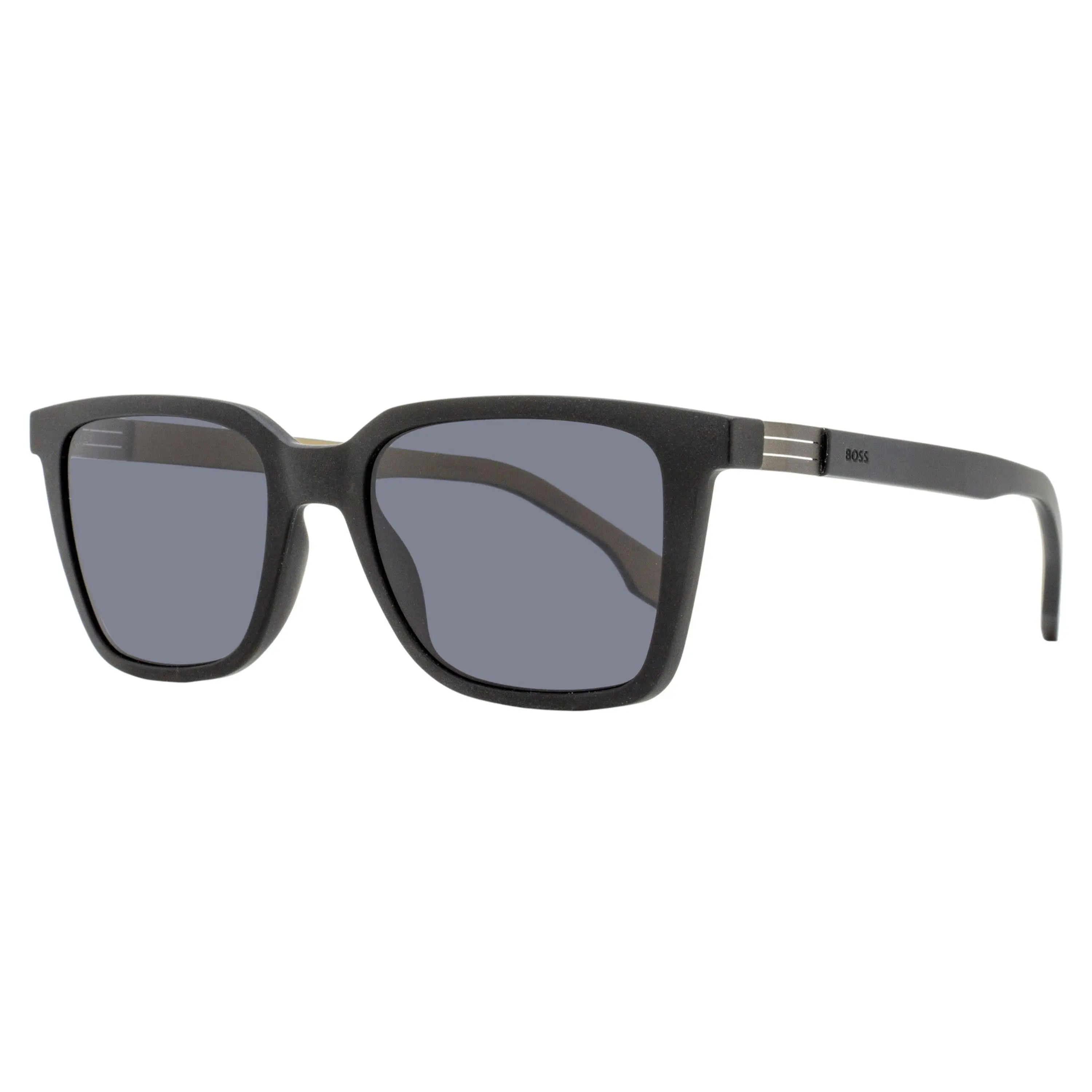 Boss Rectangle Sunglasses, B1574S 0WMIR Black-Beige 53mm, Stainless Steel Frame, Nickel (Metallic) Accents, Urban Look Alternative Style Men's Sunglasses, Uv Protection Lens, Eco Acetate Frame, Step Brow Line, Male, Dual Tone
