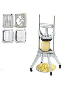 Commercial Vegetable & Fruit Chopper for Chopping, Manual Dicer, Slicer, French Fry Cutter with 4 Replacement Blades, Stainless Steel Detachable Aluminum Kitchen Utensil