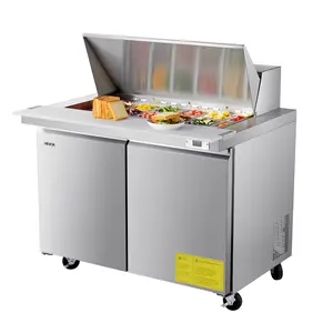 fathersdaygift  VEVOR 48W Commercial Refrigerator, 12.5 Cu. Ft Sandwich Prep Refrigerated Table, Mega Top Food Prep Fridge with 18 Pans and Cutting Board, Stainless Steel Salad Prep Cooler for Restaurant, Food Truck
