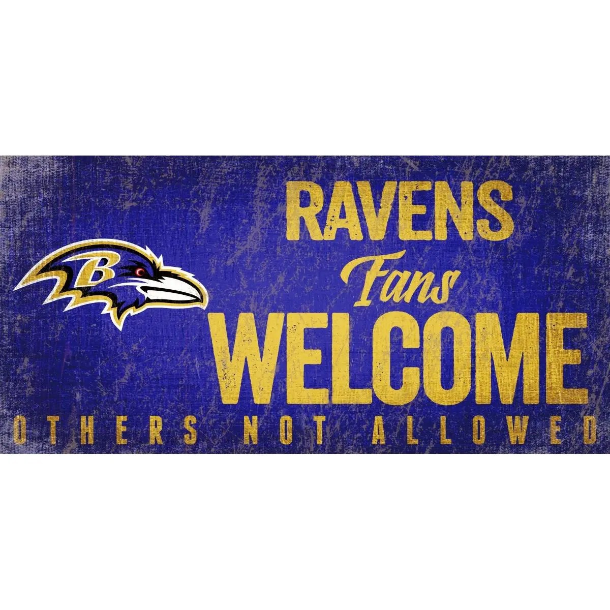 Baltimore Ravens Wood Sign Fans Welcome 12x6, Living Room Decor, Decor, Wooden, Decorative Plaque