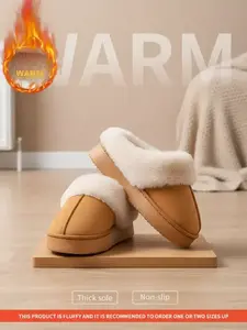 Women's Plush Slippers Winter Autumn Indoor Outdoor Thick Sole Warm Fleece Lined Slipper Shoes, Cozy Home Footwear for Women