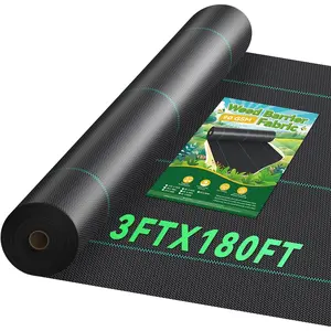 3ftx180ft Landscape Fabric, Weed Barrier Fabric Heavy Duty 3.2oz, Woven Geotextile Weed Blocker Landscaping Fabric, Ground Cover Weed Control Mat, Commercial Weed Cloth Garden Bed Liner