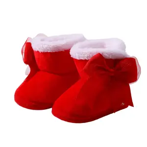 Baby Girls Boots, Soft Sole Bow Non-Slip First Walker Shoes Toddler Shoes For Fall Winter 6-15 Months