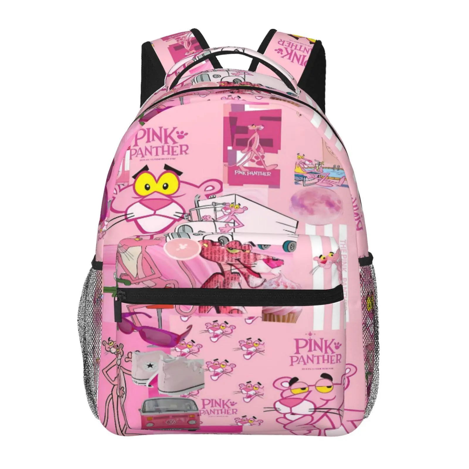 Cool pink panther backpacks for school—large-capacity laptop daypacks with exquisite prints, durable casual bookbags for campus daily commutes; a gift for teen students.