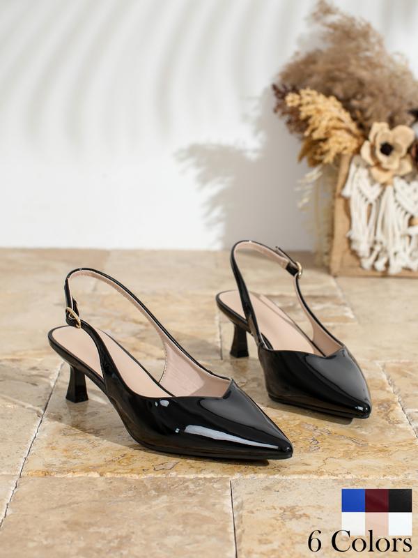 Women's Pointed Toe High Heel Sandals, Elegant PU Leather Slip on Shoes, Adjustable Buckle Strap, Perfect for Weddings Parties Work, Party Footwear