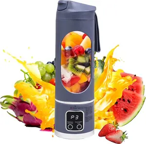 Portable electric juicer, with a purple exterior and a digital display,  suitable for making personal smoothies and juices, ultimate portable blender liquid diet digital multimode – kitchen appliances