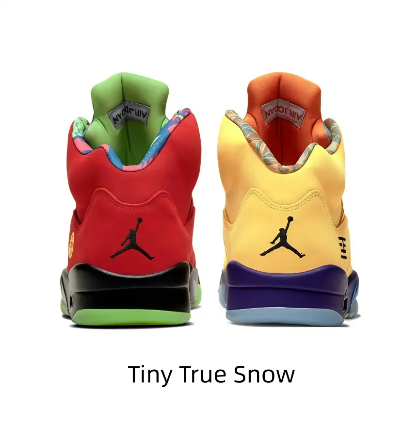 This vibrant red suede high-top retro basketball sneakers feature breathable mesh side panel, neon green outsole with shark tooth detailing, golden circular emblem on heel, perfect for streetwear, hip-hop fits and daily sports training all year round