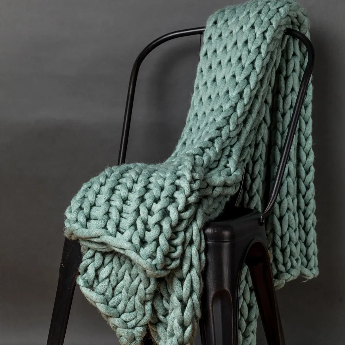 American Heritage Textiles 70002 Soft Chunky Knit Throw Blanket - 100% Acrylic Yarn, 40"x50" Aqua Thick Yarn Decorative Bulky Textile for Cozy Room Use