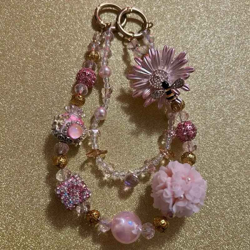 Fashionable showpiece beaded phone chains Keychains with Keyring Attachments…Various Designs. (Claim on Live) Choking hazard due to small parts and beads.