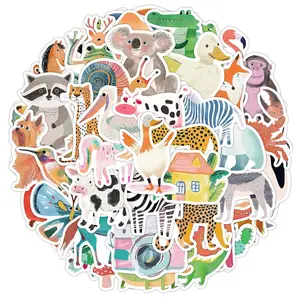 Animal Pattern Sticker, 50pcs/set Cute Cartoon Animal Decorative Sticker, Decorative Sticker for Scrapbooking, Journaling, Gift Wrapping