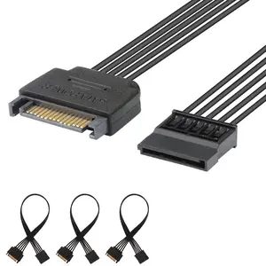 15 Pin SATA Power Extension Cable (3Pack), Sata Male to Female Cable, Sata Power Cable Extension, 10 inch, Black (3 Pack)