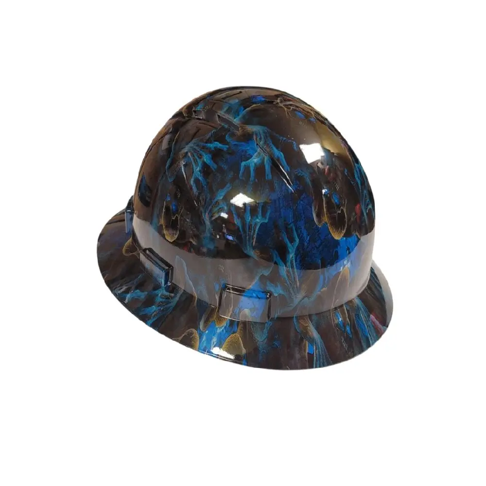 Blue Skulls Full Brim Hydro Dipped Safety Hat, ABS Material, Ratchet Suspension, Debris Protection, Rain Protection Sports & Outdoor Safety Gear