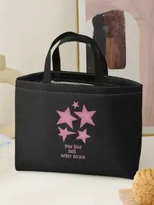 Star Pattern Handbag, Portable Lunch Bag for Women, Casual Tote for Students, Large Capacity Picnic Food & Drink Carrier, Valentine's Gift