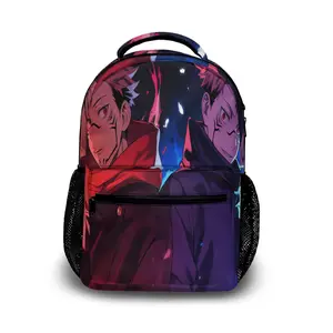 Jujutsu Kaisen Anime 17-inch Waterproof Backpack with Padded Straps & Reinforced Base - Large Capacity Travel Bag for Work, Commute & Outdoor | Machine-Washable, Multi-Pocket Design (Side Pockets for Water Bottle/Umbrella)