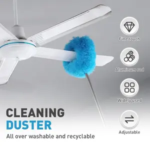 Ceiling Fan Cleaning Brush with Extension Pole, Reusable Microfiber Head Adjustable From 11.8 to 31.49 Inches, Ideal for High Ceiling Fans, Extendable microfiber duster, Ceiling Fan Duster