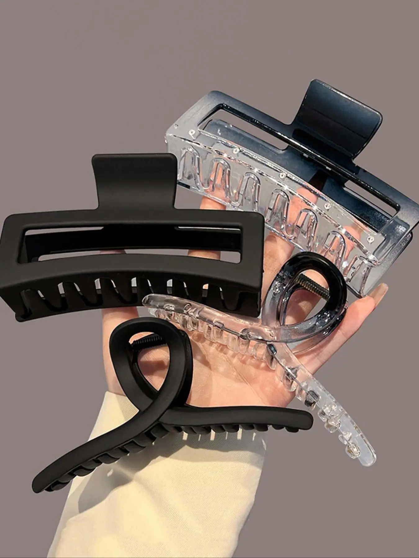 Minimalist Mixed Shape Hollow Out Design Gradient & Matte Large Hair Claw Clip, Non-slip Large Hair Claw, Fashion Clean Girl Outfit Hair Styling Acces